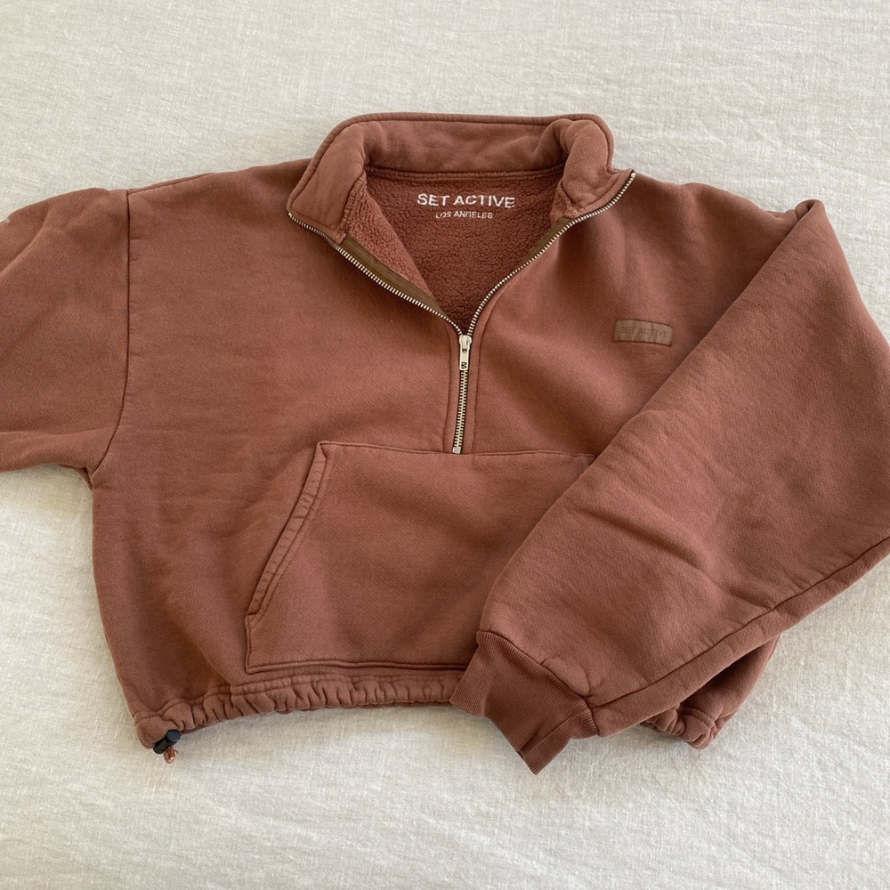 Brown Set Active 1/4 zip sweatshirt small
